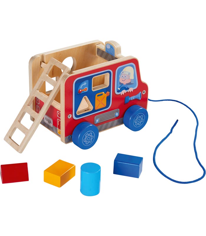 Haba Dragleksak Brandbil med sortering